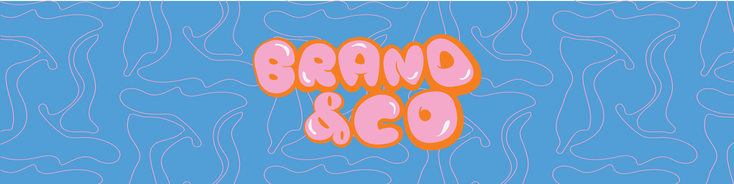 brand & co linkedin banner, bubble wordmark on a patterned background