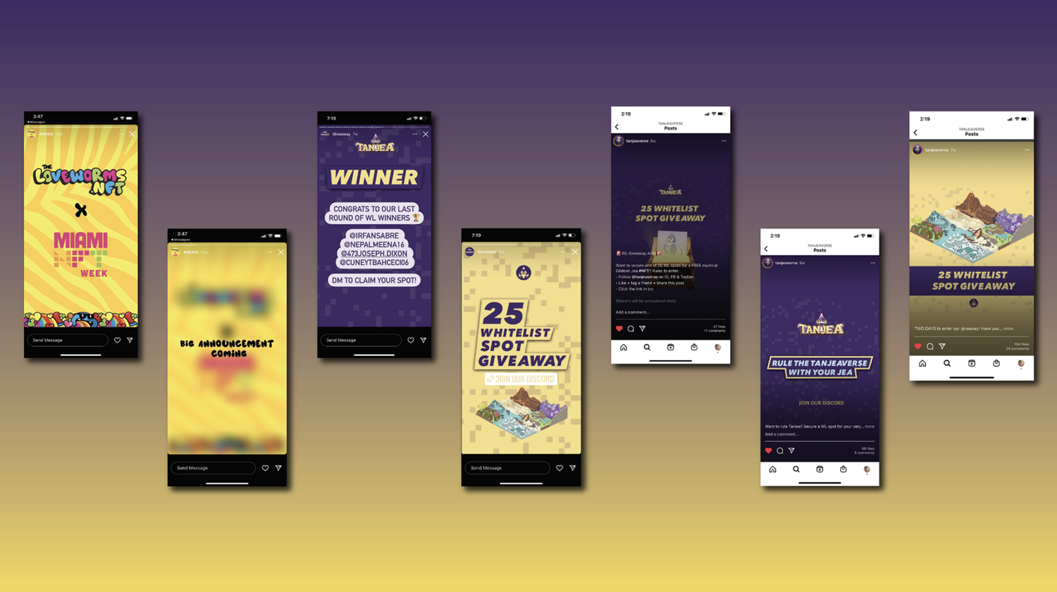 tangea gaming and nft campaign, instagram stories and posts
