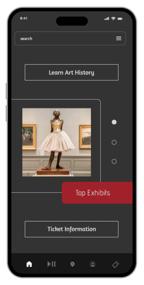 the met mobile prototype, sign-up form and home screen