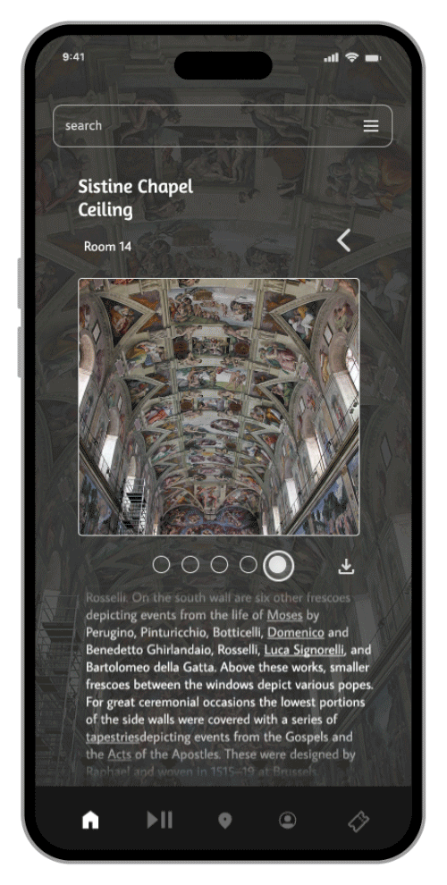 the met mobile prototype, listening to audio and favouriting