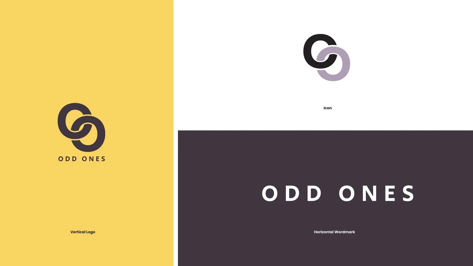 odd ones logo lockup, icon, and wordmark presentation