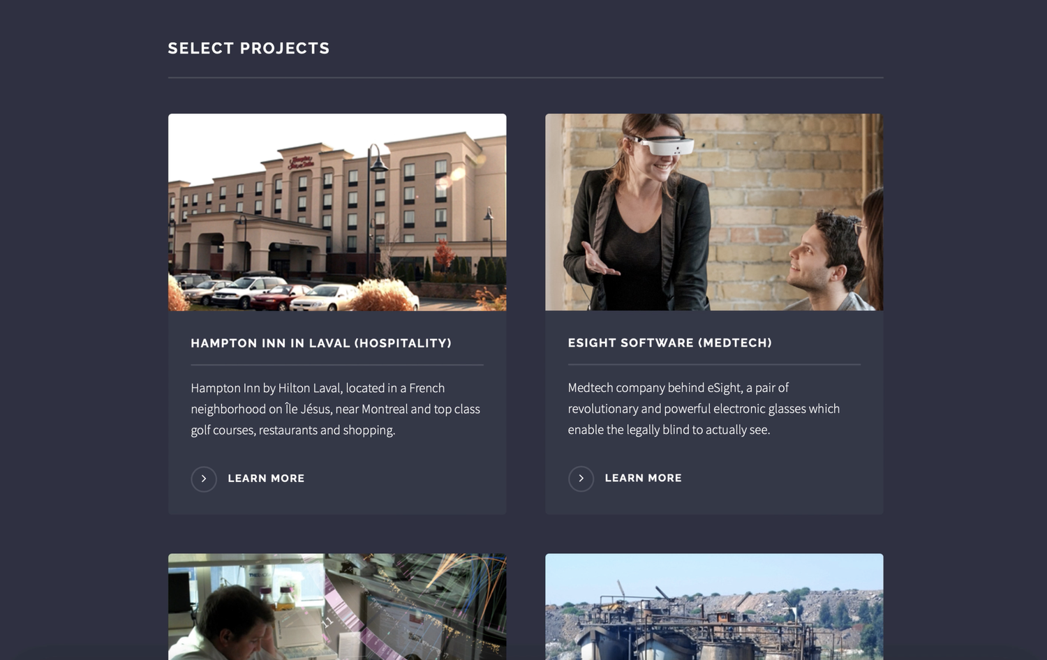 the original torgan partners site, select projects section